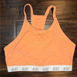 Nike Dri-FIT High Neck Sports Bra Orange Heather White Logo Band Women’s Large